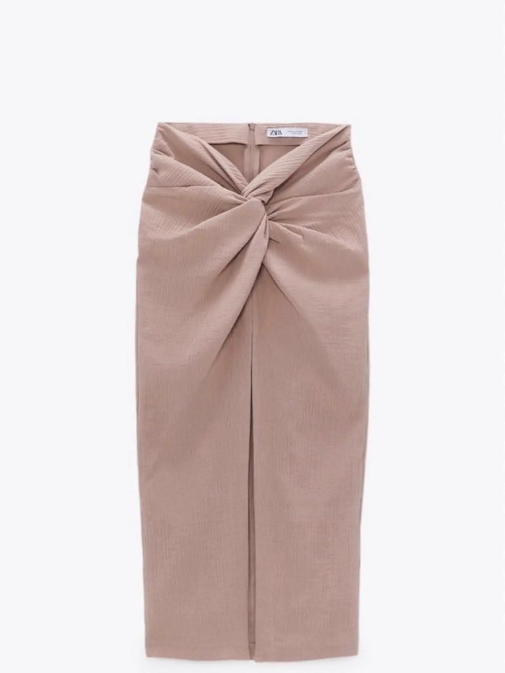 Zara Taupe Knotted Pencil Skirt